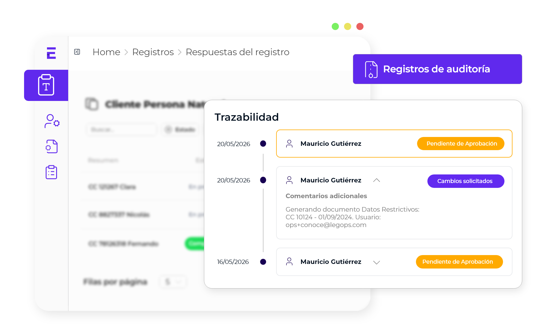 Registro auditorias - conoc-e